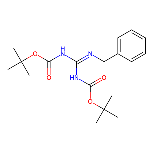 Tert-butyl N-[(benzylamino)(([(tert-butoxy)carbonyl]imino))methyl]carbamate structure