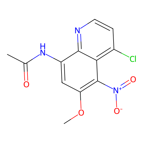 N-{4-chloro-5-nitro-6-methoxy-8-quinolinyl}acetamide structure