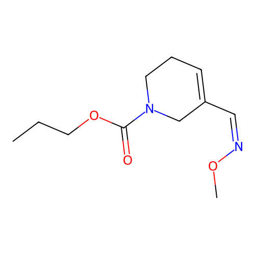propyl 5-[(Z)-methoxyiminomethyl]-3,6-dihydro-2H-pyridine-1-carboxylate structure