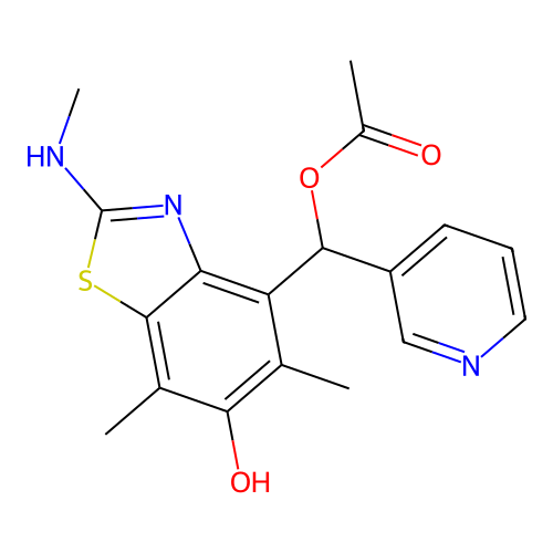 [[6-hydroxy-5,7-dimethyl-2-(methylamino)-1,3-benzothiazol-4-yl]-pyridin-3-ylmethyl] acetate structure