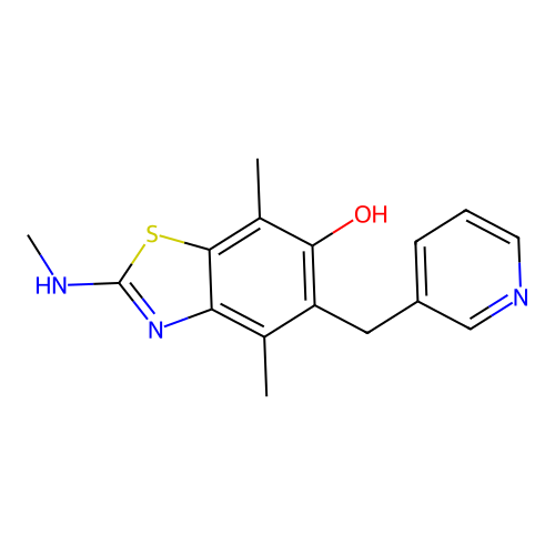 6-Benzothiazolol, 4,7-dimethyl-2-(methylamino)-5-(3-pyridinylmethyl)- structure