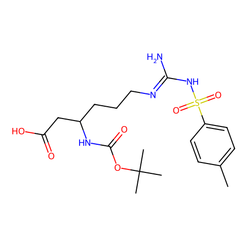(R)-3-((tert-Butoxycarbonyl)amino)-6-(3-tosylguanidino)hexanoic acid structure