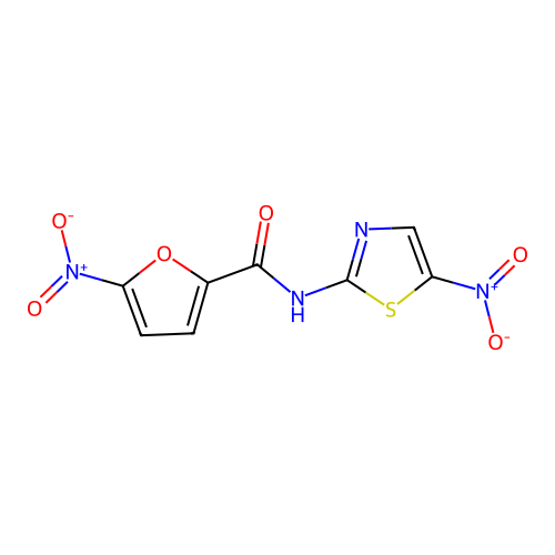 5-nitro-N-(5-nitrothiazol-2-yl)furan-2-carboxamide structure