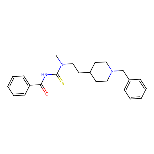 3-Benzoyl-1-[2-(1-benzyl-piperidin-4-yl)-ethyl]-1-methyl-thiourea structure