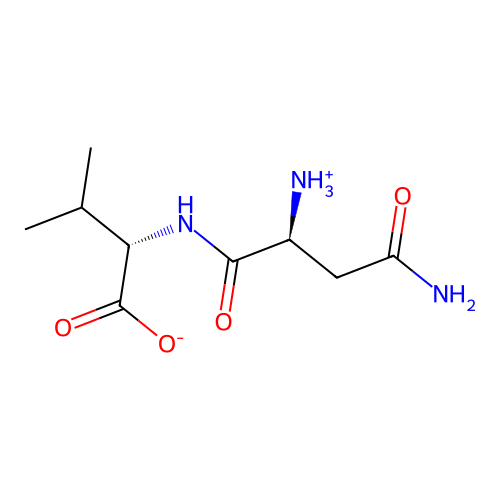 (2S)-2-[[(2S)-4-amino-2-azaniumyl-4-oxobutanoyl]amino]-3-methylbutanoate structure