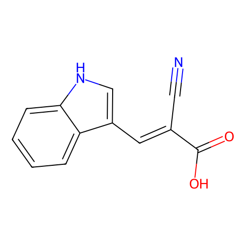 (E)-2-cyano-3-(1H-indol-3-yl)prop-2-enoic acid structure
