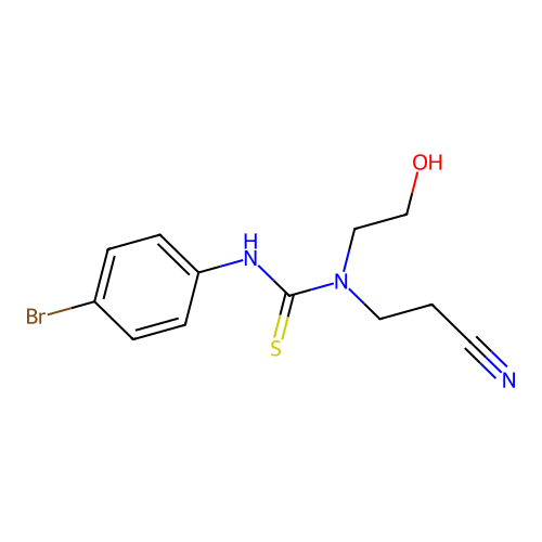 3-(4-Bromophenyl)-1-(2-cyanoethyl)-1-(2-hydroxyethyl)thiourea structure