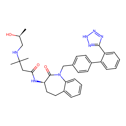 Butanamide, 3-[(2-hydroxypropyl)amino]-3-methyl-N-[2,3,4,5-tetrahydro-2-oxo-1-[[2'-(1H-tetrazol-5-yl)[1,1'-biphenyl]-4-yl]methyl]-1H-1-benzazepin-3-yl]-, [S-(R*,S*)]- structure