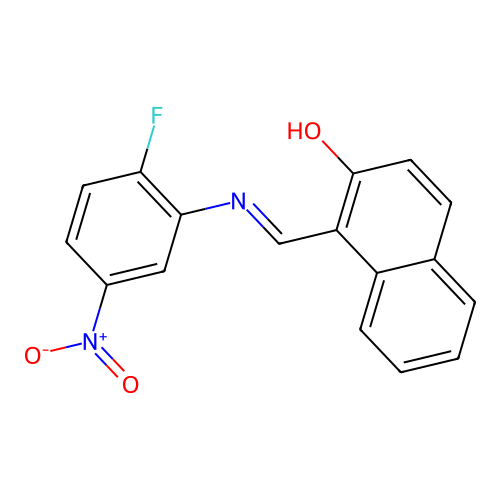 1-[({2-Fluoro-5-nitrophenyl}imino)methyl]-2-naphthol structure