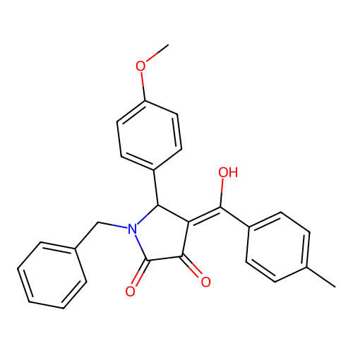 1-benzyl-3-hydroxy-5-(4-methoxyphenyl)-4-(4-methylbenzoyl)-1H-pyrrol-2(5H)-one structure
