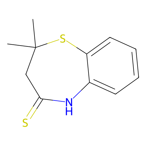 2,2-dimethyl-2,3-dihydro-1,5-benzothiazepine-4(5H)-thione structure