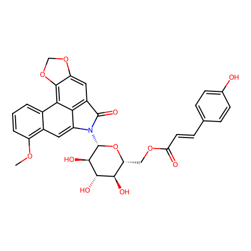 N-((6'-p-coumaroyl)glucopyranosyl)aristolactam structure