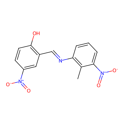 2-{(E)-[(2-methyl-3-nitrophenyl)imino]methyl}-4-nitrophenol structure