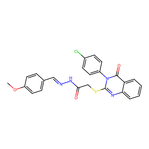 (E)-2-((3-(4-chlorophenyl)-4-oxo-3,4-dihydroquinazolin-2-yl)thio)-N'-(4-methoxybenzylidene)acetohydrazide structure