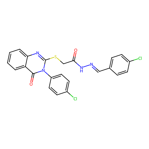(E)-N'-(4-chlorobenzylidene)-2-((3-(4-chlorophenyl)-4-oxo-3,4-dihydroquinazolin-2-yl)thio)acetohydrazide structure