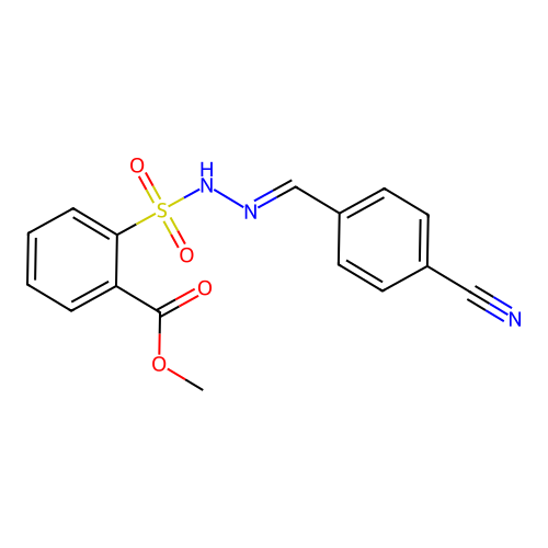 Benzoic acid, 2-((((4-cyanophenyl)methylene)hydrazino)sulfonyl)-, methyl ester structure