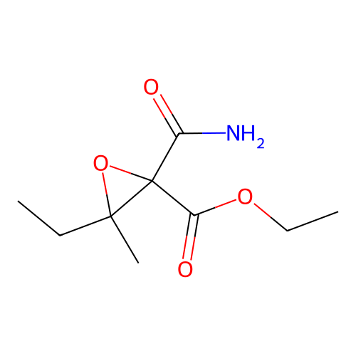 Oxirane-2-carboxylic acid, 2-aminocarbonyl-3-ethyl-3-methyl-, ethyl ester structure