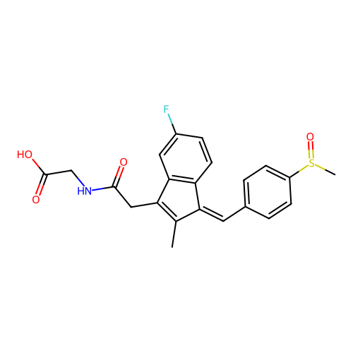 (Z)-2-(2-(5-fluoro-2-methyl-1-(4-(methylsulfinyl)benzylidene)-1H-inden-3-yl)acetamido)acetic acid structure
