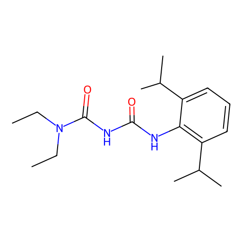 N-[2,6-Bis(1-methylethyl)phenyl]-N''-[diethyl]iminodicarbonic diamide structure