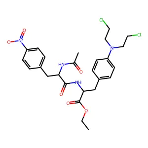 ethyl 2-[[2-acetamido-3-(4-nitrophenyl)propanoyl]amino]-3-[4-[bis(2-chloroethyl)amino]phenyl]propanoate structure