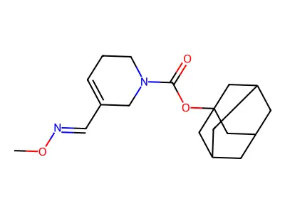 1-adamantyl 5-[(Z)-methoxyiminomethyl]-3,6-dihydro-2H-pyridine-1-carboxylate structure