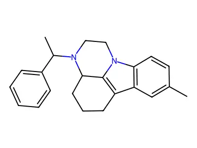8-methyl-3-(1-phenylethyl)-2,3,3a,4,5,6-hexahydro-1H-pyrazino[3,2,1-jk]carbazole structure
