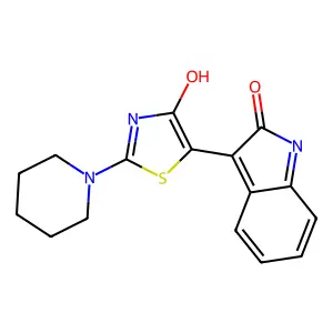 3-(4-Oxo-2-piperidin-1-yl-4H-thiazol-5-ylidene)-1,3-dihydro-indol-2-one structure