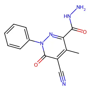 5-Cyano-4-methyl-6-oxo-1-phenyl-1,6-dihydropyridazine-3-carbohydrazide structure