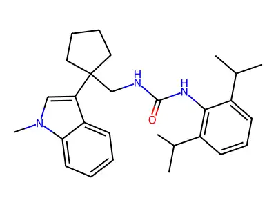 Urea, N-(2,6-bis(1-methylethyl)phenyl)-N'-((1-(1-methyl-1H-indol-3-yl)cyclopentyl)methyl)- structure