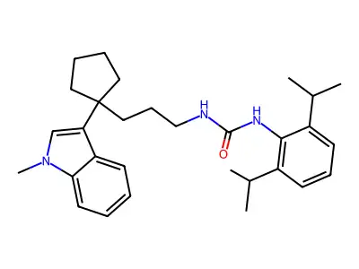 Urea, N-(2,6-bis(1-methylethyl)phenyl)-N'-(3-(1-(1-methyl-1H-indol-3-yl)cyclopentyl)propyl)- structure