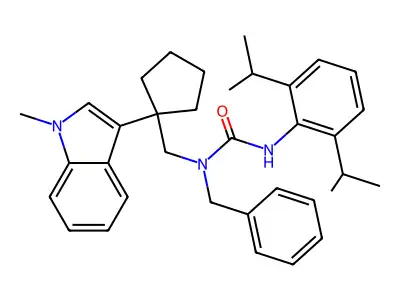 Urea, N'-(2,6-bis(1-methylethyl)phenyl)-N-((1-(1-methyl-1H-indol-3-yl)cyclopentyl)methyl)-N-(phenylmethyl)- structure