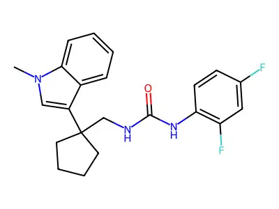 Urea, N-(2,4-difluorophenyl)-N'-((1-(1-methyl-1H-indol-3-yl)cyclopentyl)methyl)- structure
