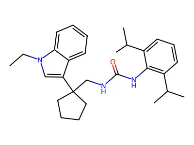 Urea, N-(2,6-bis(1-methylethyl)phenyl)-N'-((1-(1-ethyl-1H-indol-3-yl)cyclopentyl)methyl)- structure
