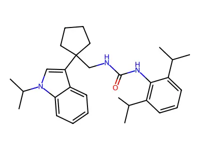 Urea, N-(2,6-bis(1-methylethyl)phenyl)-N'-((1-(1-(1-methylethyl)-1H-indol-3-yl)cyclopentyl)methyl)- structure