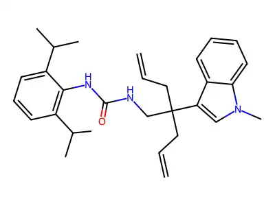 Urea, N-(2,6-bis(1-methylethyl)phenyl)-N'-(2-(1-methyl-1H-indol-3-yl)-2-(2-propenyl)-4-pentenyl)- structure