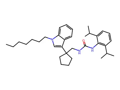 Urea, N-(2,6-bis(1-methylethyl)phenyl)-N'-((1-(1-heptyl-1H-indol-3-yl)cyclopentyl)methyl)- structure
