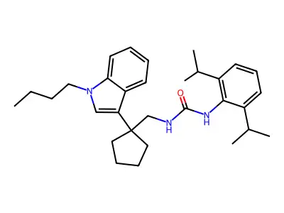 Urea, N-(2,6-bis(1-methylethyl)phenyl)-N'-((1-(1-butyl-1H-indol-3-yl)cyclopentyl)methyl)- structure