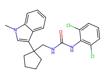 Urea, N-(2,6-dichlorophenyl)-N'-((1-(1-methyl-1H-indol-3-yl)cyclopentyl)methyl)- structure