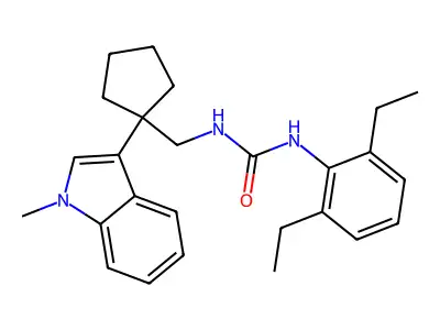 Urea, N-(2,6-diethylphenyl)-N'-((1-(1-methyl-1H-indol-3-yl)cyclopentyl)methyl)- structure