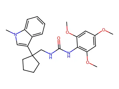 Urea, N-((1-(1-methyl-1H-indol-3-yl)cyclopentyl)methyl)-N'-(2,4,6-trimethoxyphenyl)- structure