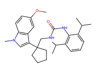 Urea, N-(2,6-bis(1-methylethyl)phenyl)-N'-((1-(5-methoxy-1-methyl-1H-indol-3-yl)cyclopentyl)methyl)- structure