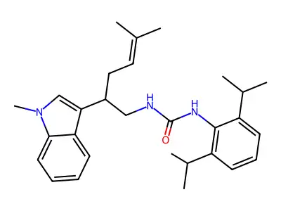 N-(2,6-Bis(1-methylethyl)phenyl)-N'-(5-methyl-2-(1-methyl-1H-indol-3-yl)-4-hexenyl)urea structure