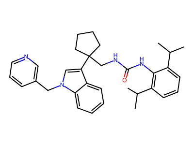Urea, N-(2,6-bis(1-methylethyl)phenyl)-N'-((1-(1-(3-pyridinylmethyl)-1H-indol-3-yl)cyclopentyl)methyl)- structure