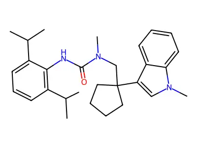 Urea, N'-(2,6-bis(1-methylethyl)phenyl)-N-methyl-N-((1-(1-methyl-1H-indol-3-yl)cyclopentyl)methyl)- structure