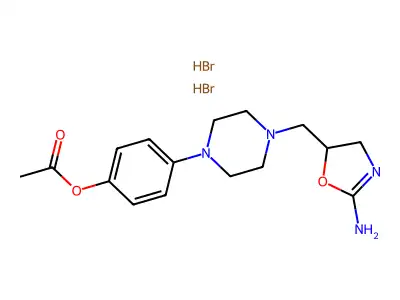 Phenol, 4-(4-((2-amino-4,5-dihydro-5-oxazolyl)methyl)-1-piperazinyl)-, acetate (ester), dihydrobromide structure