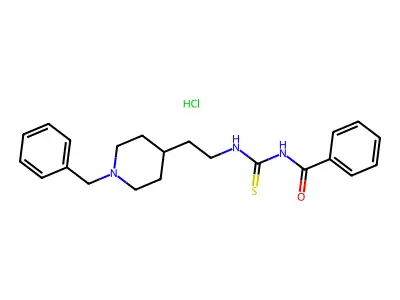 Benzamide, N-(((2-(1-(phenylmethyl)-4-piperidinyl)ethyl)amino)thioxomethyl)-, monohydrochloride structure