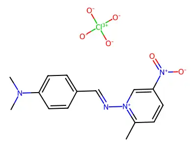 Pyridinium, 1-(((4-(dimethylamino)phenyl)methylene)amino)-2-methyl-5-nitro-, perchlorate structure
