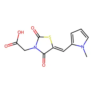 (Z)-2-(5-((1-methyl-1H-pyrrol-2-yl)methylene)-2,4-dioxothiazolidin-3-yl)acetic acid structure
