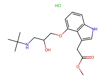 4-(2-Hydroxy-3-tert-butylaminopropoxy)indolyl-3-acetic acid methylester hydrochloride structure