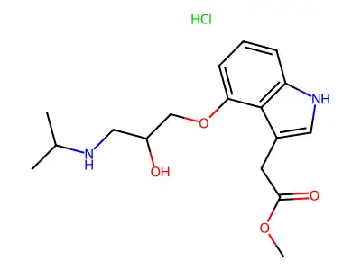 1H-Indole-3-acetic acid, 4-(2-hydroxy-3-((1-methylethyl)amino)propoxy)-, methyl ester, monohydrochloride structure
